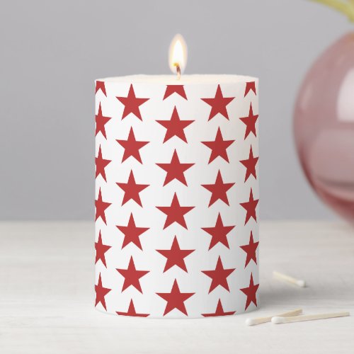 Patriotic white dark red stars holiday party pillar candle