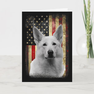 Patriotic White German Shepherd Flag American Usa Card