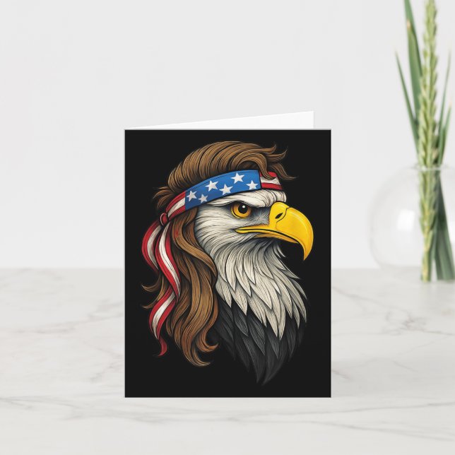 Patriotic White Head Eagle Us Flag Bandana Mullet  Card (Front)