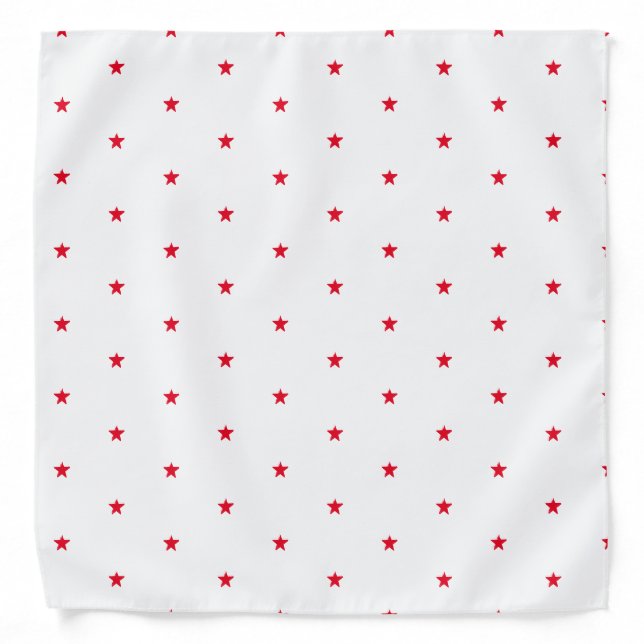 Patriotic white red stars pattern cute holiday dog bandana (Front)