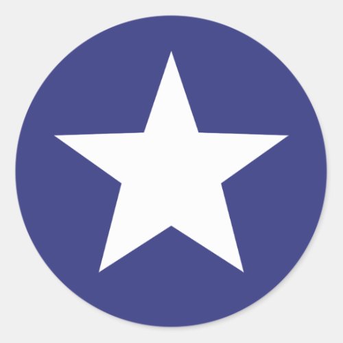 Patriotic White Star on Blue Classic Round Sticker