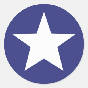 Patriotic White Star on Blue Classic Round Sticker