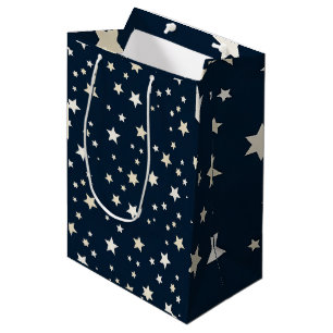 Patriotic White Stars on Navy Blue  Medium Gift Bag