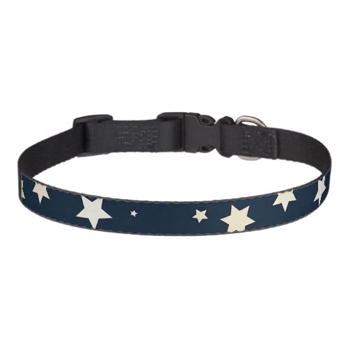 Patriotic White Stars on Navy Blue Pet Collar