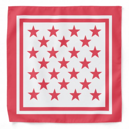 Patriotic White with Red Stars Bandana