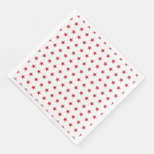 PATRIOTIC WHITE WITH RED STARS PAPER DINNER NAPKINS
