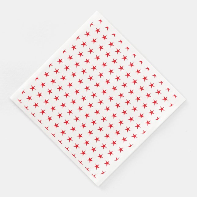 PATRIOTIC WHITE WITH RED STARS PAPER DINNER NAPKINS (Corner)