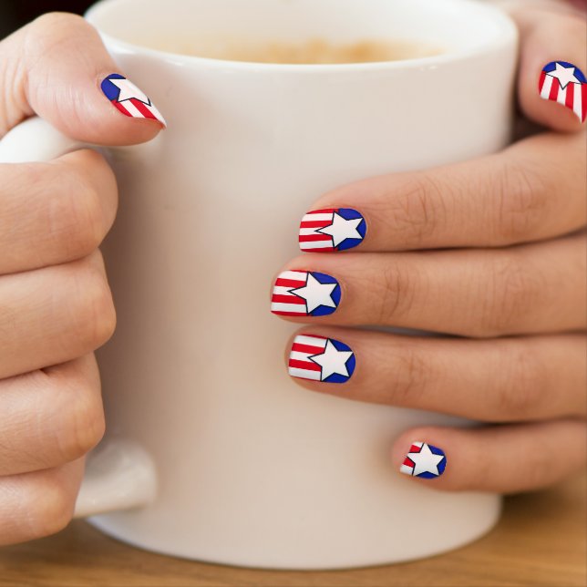 Patriotic Whtie Star and Stripes American Flag  Minx Nail Art (Insitu - Mug)