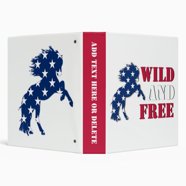 Patriotic Wild and Free Horse American Flag 3 Ring Binder (Background)