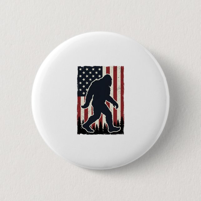 Patriotic Wilderness Creature Vintage Flag Vector  Button (Front)