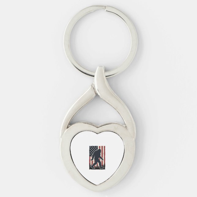 Patriotic Wilderness Creature Vintage Flag Vector  Keychain (Front)