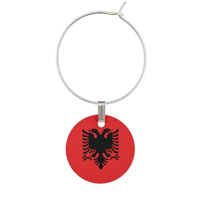 Patriotic wine charm with Flag of Albania (Front)