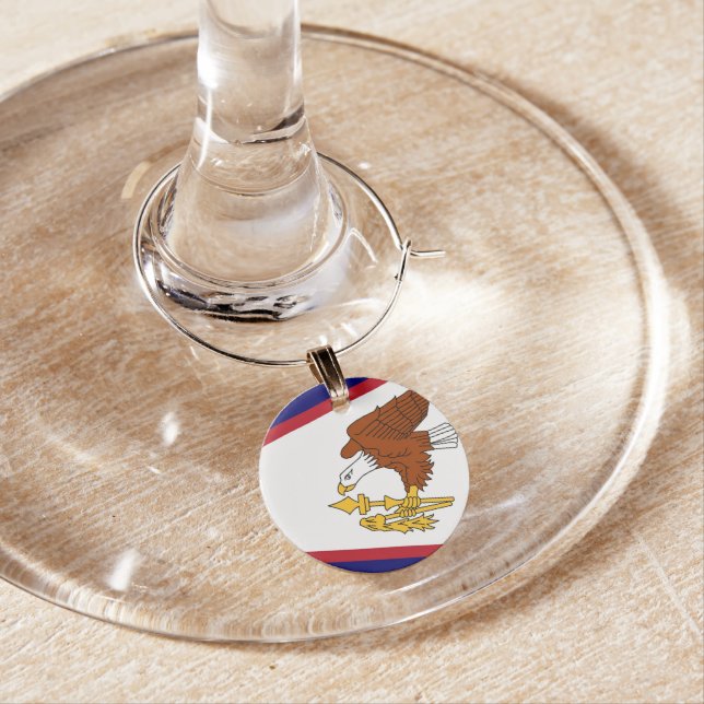 Patriotic wine charm with Flag of American Samoa (In Situ)
