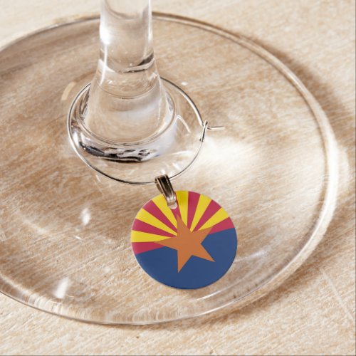 Patriotic wine charm with Flag of Arizona State