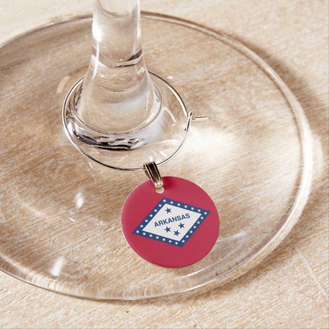 Patriotic wine charm with Flag of Arkansas State (In Situ)
