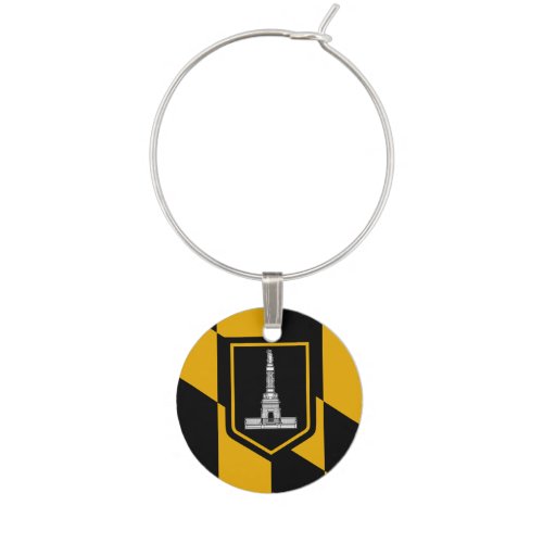 Patriotic wine charm with Flag of Baltimore