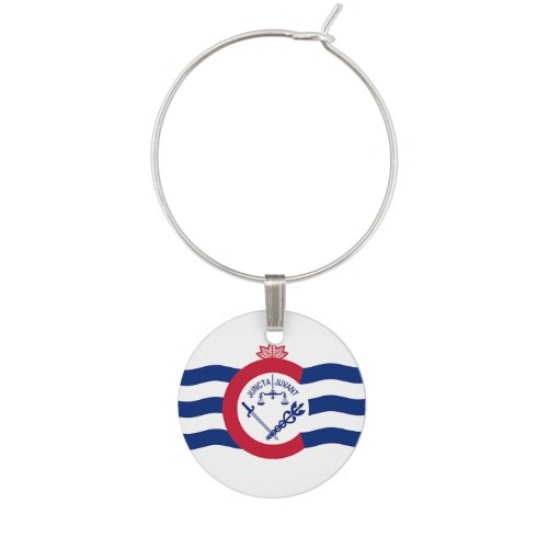 Patriotic wine charm with Flag of Cincinnati