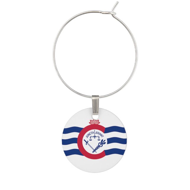 Patriotic wine charm with Flag of Cincinnati (Front)