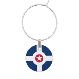 Patriotic wine charm with Flag of Indianapolis