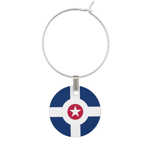 Patriotic wine charm with Flag of Indianapolis (Front)