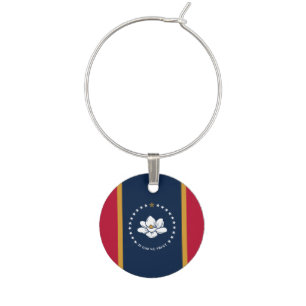 Patriotic wine charm with Flag of Mississippi