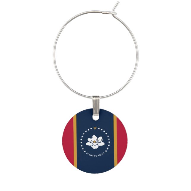 Patriotic wine charm with Flag of Mississippi (Front)