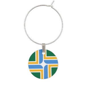 Patriotic wine charm with Flag of Portland