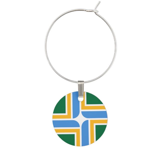 Patriotic wine charm with Flag of Portland (Front)