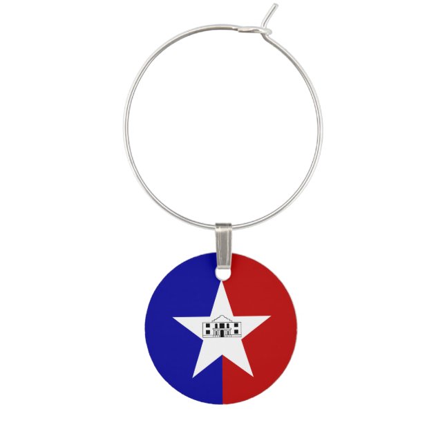 Patriotic wine charm with Flag of San Antonio (Front)