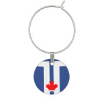 Patriotic wine charm with Flag of Toronto, Canada