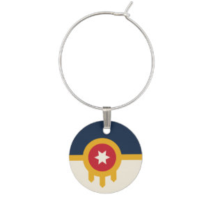 Patriotic wine charm with Flag of Tulsa City
