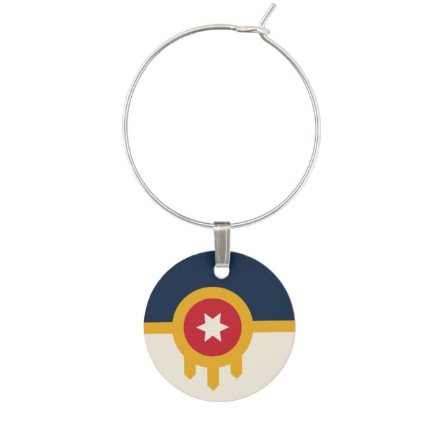 Patriotic wine charm with Flag of Tulsa City (Front)
