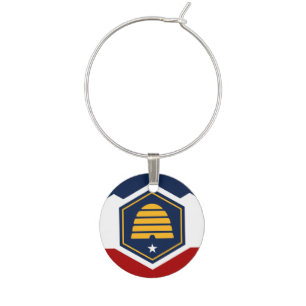Patriotic wine charm with Flag of Utah, USA