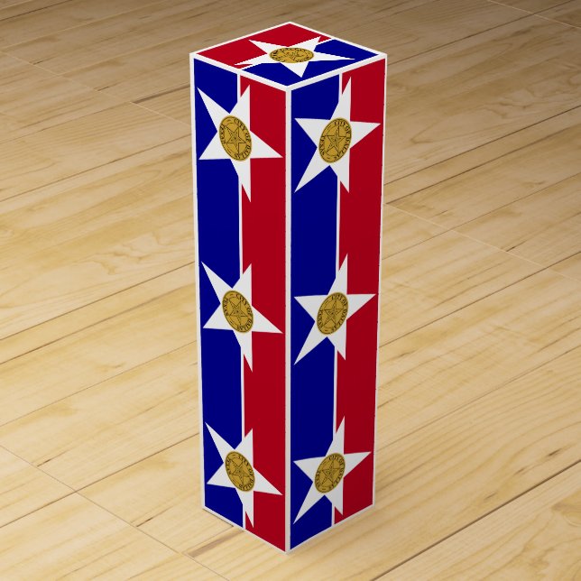 Patriotic wine gift box  Flag of Dallas (Front)