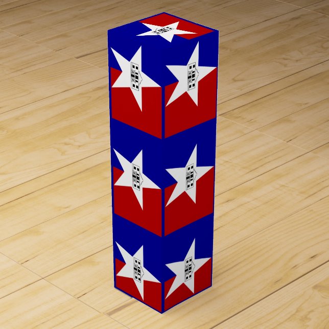 Patriotic wine gift box  Flag of San Antonio (Front)