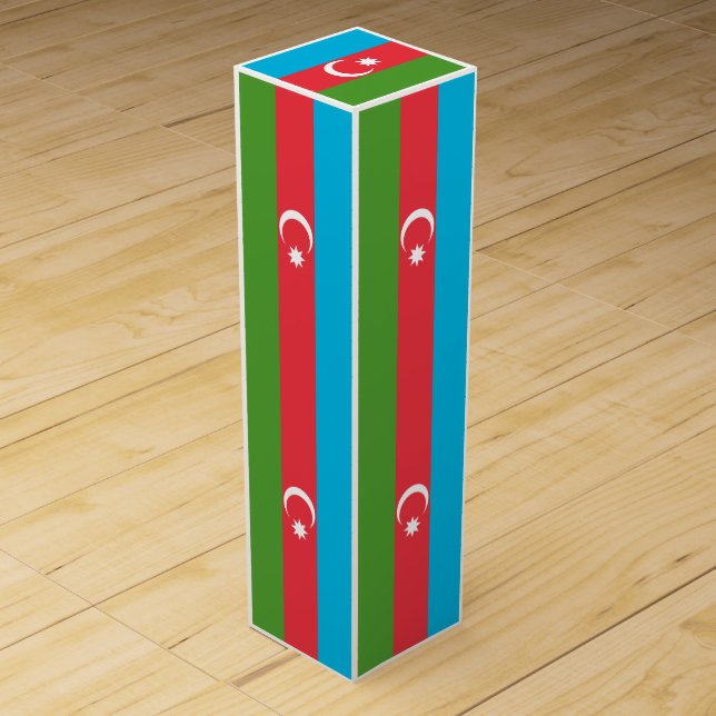 Patriotic wine gift box with Flag of Azerbaijan (Front)