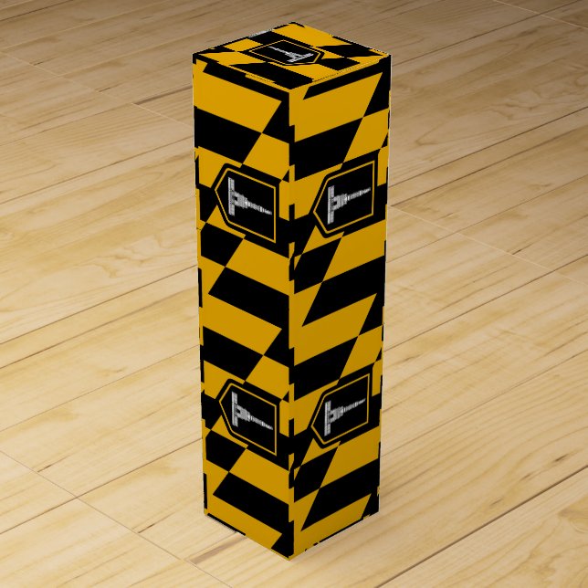 Patriotic wine gift box with Flag of Baltimore (Front)