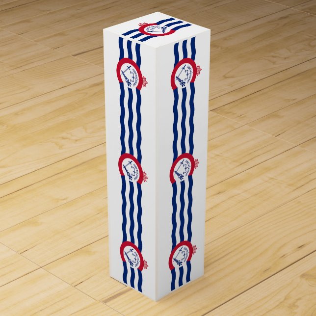 Patriotic wine gift box with Flag of Cincinnati (Front)