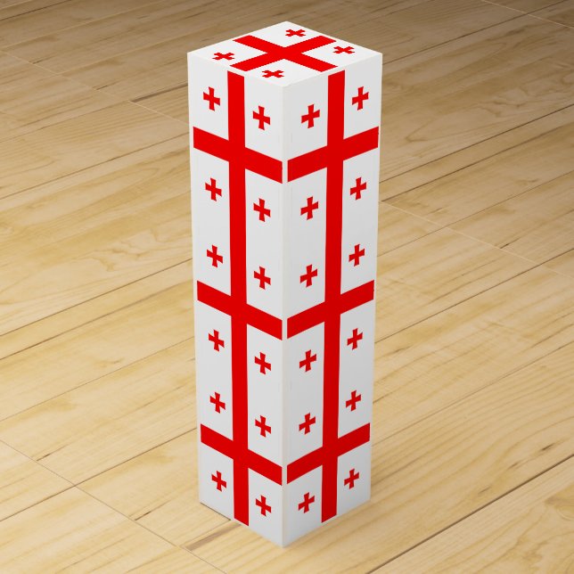 Patriotic wine gift box with Flag of Georgia (Front)