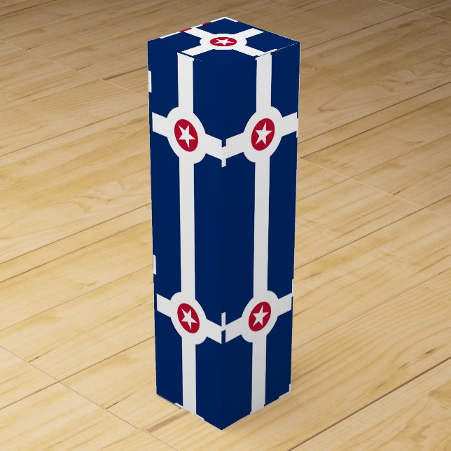 Patriotic wine gift box with Flag of Indianapolis (Front)