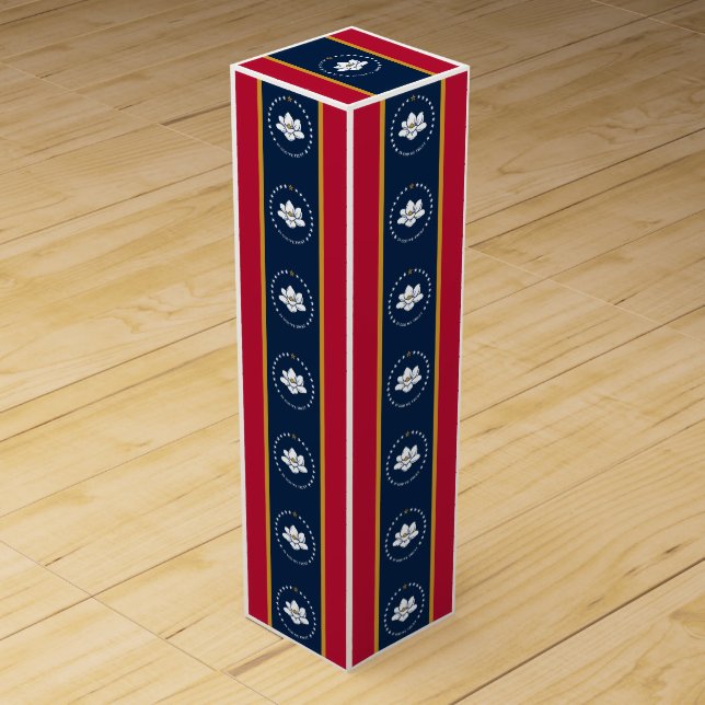Patriotic wine gift box with Flag of Mississippi (Front)