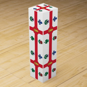 Patriotic wine gift box with Flag of Montreal