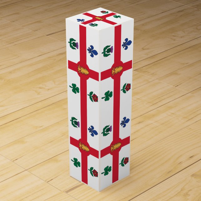 Patriotic wine gift box with Flag of Montreal (Front)