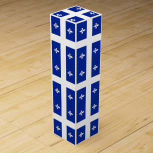 Patriotic wine gift box with Flag of Quebec