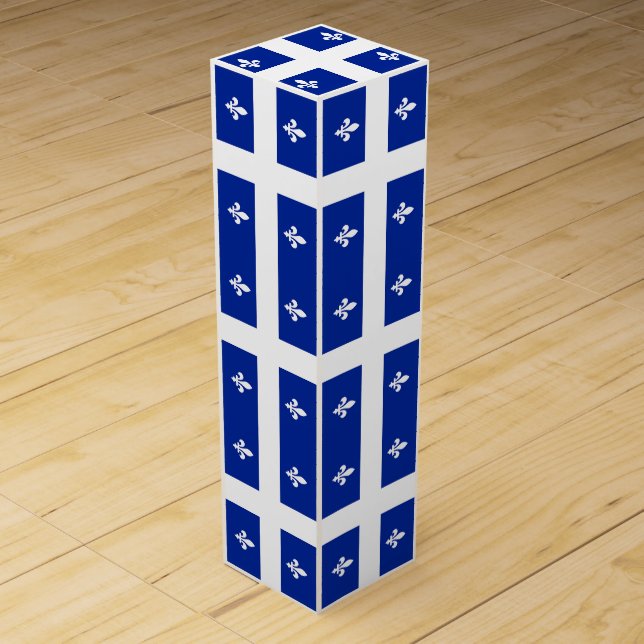 Patriotic wine gift box with Flag of Quebec (Front)
