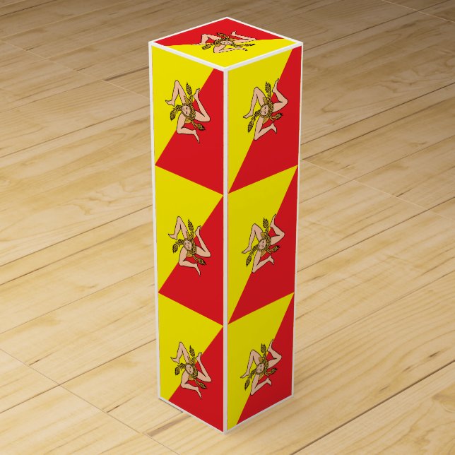 Patriotic wine gift box with Flag of Sicily (Front)