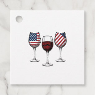 Patriotic Wine Glasses Vintage Vector Shirt Design Favor Tags