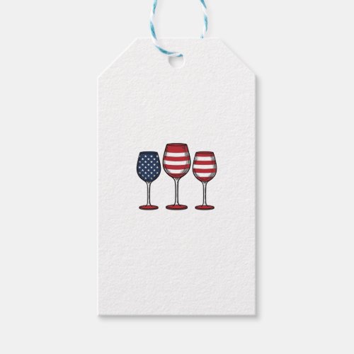 Patriotic Wine Glasses Vintage Vector Shirt Design Gift Tags