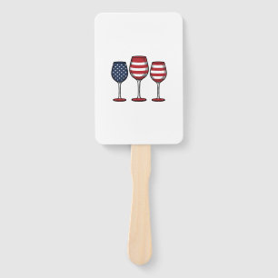 Patriotic Wine Glasses Vintage Vector Shirt Design Hand Fan