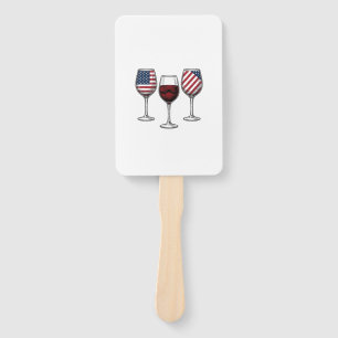 Patriotic Wine Glasses Vintage Vector Shirt Design Hand Fan